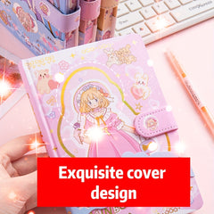 A5 Cartoon Notebook w/ Colorful Border 108 Sheets Pink Yellow Purple