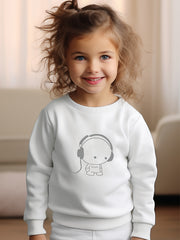 Girls Cartoon Character Pattern Crew Neck Sweatshirt