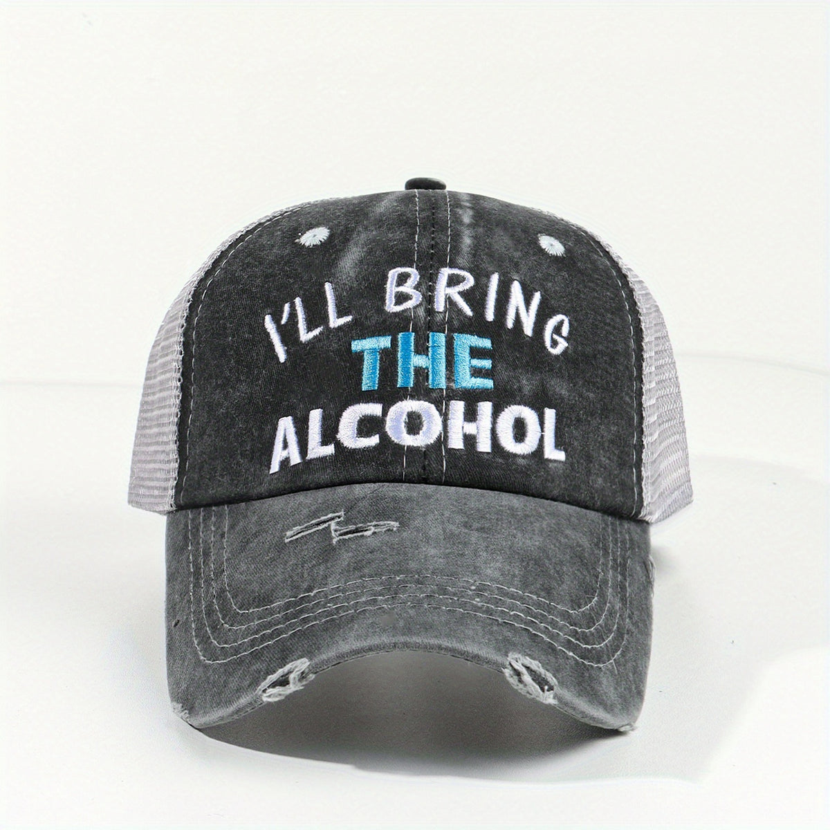 Alcohol Trucker Hat Distressed Baseball Cap for Women