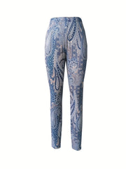 Boho Paisley Print Skinny Leggings High Waist Long Length Leggings