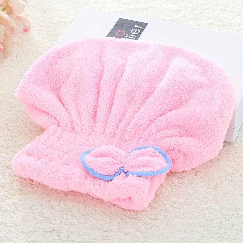 Quick-Drying Small Bow Hair Cap Strong Absorbent Shower Cap