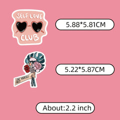 50 Self Love Cartoon Stickers Waterproof for Phone Laptop