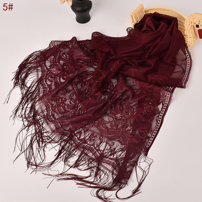 Lace Tassel Lily Scarf Solid Headband Women's Shawl