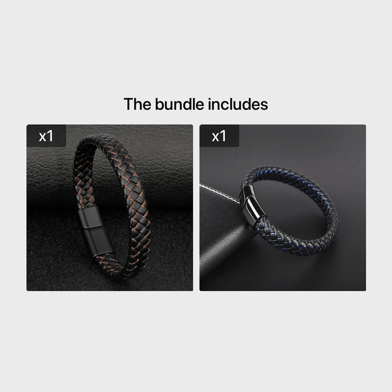 22Cm Punk Braided Leather Bracelet