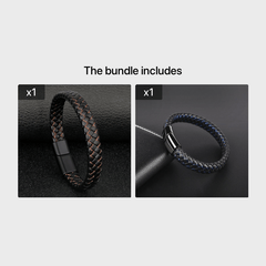 22Cm Punk Braided Leather Bracelet