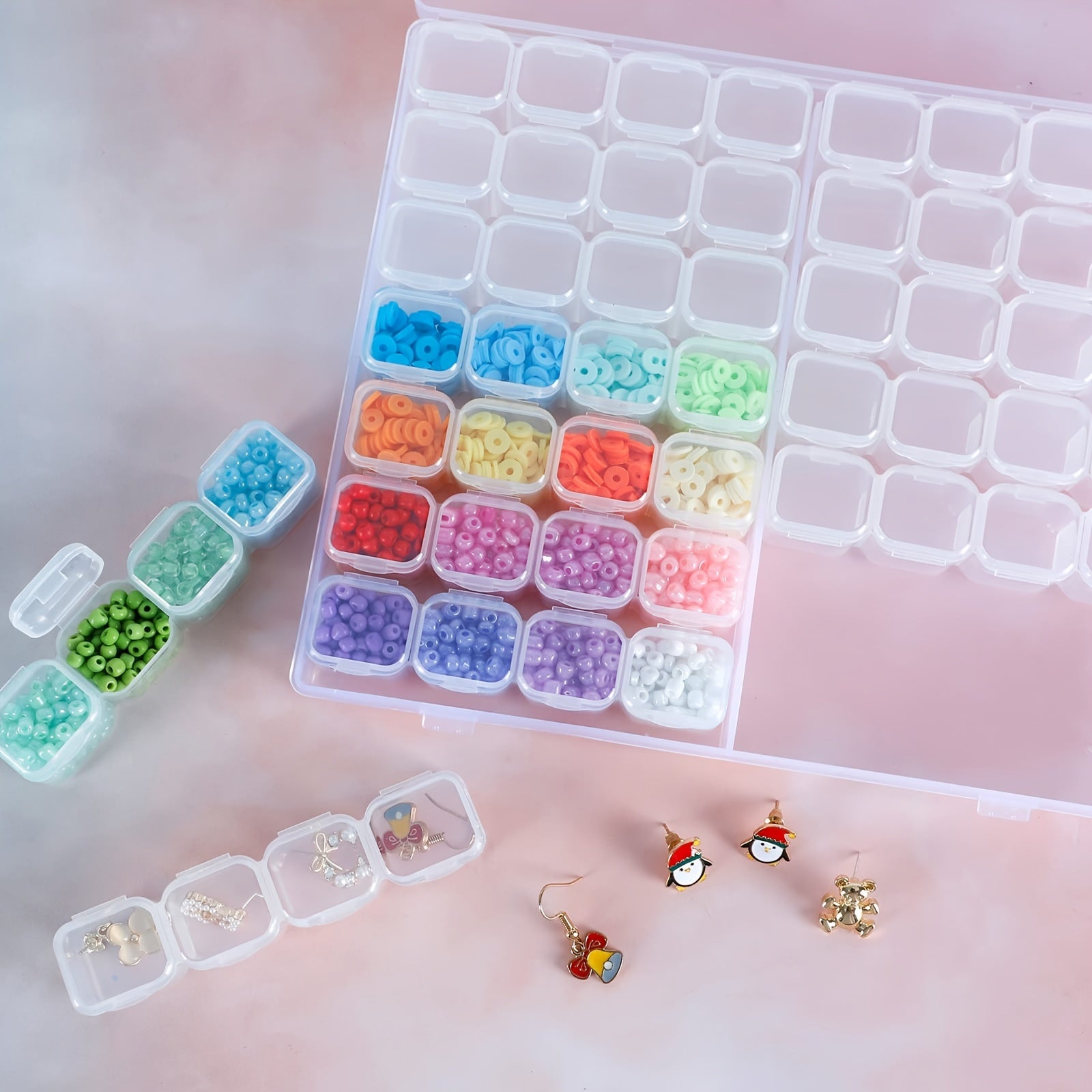 5pcs Diamond Painting Storage Containers 56 Grids Plastic Box With Labels