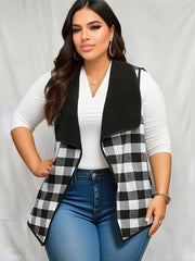  Colorblock Gingham Knit Vest