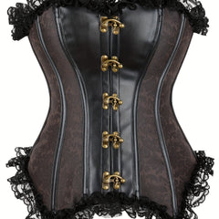 Strapless Corset Bustier Tummy Control Lace Up Jacquard Body Shaper