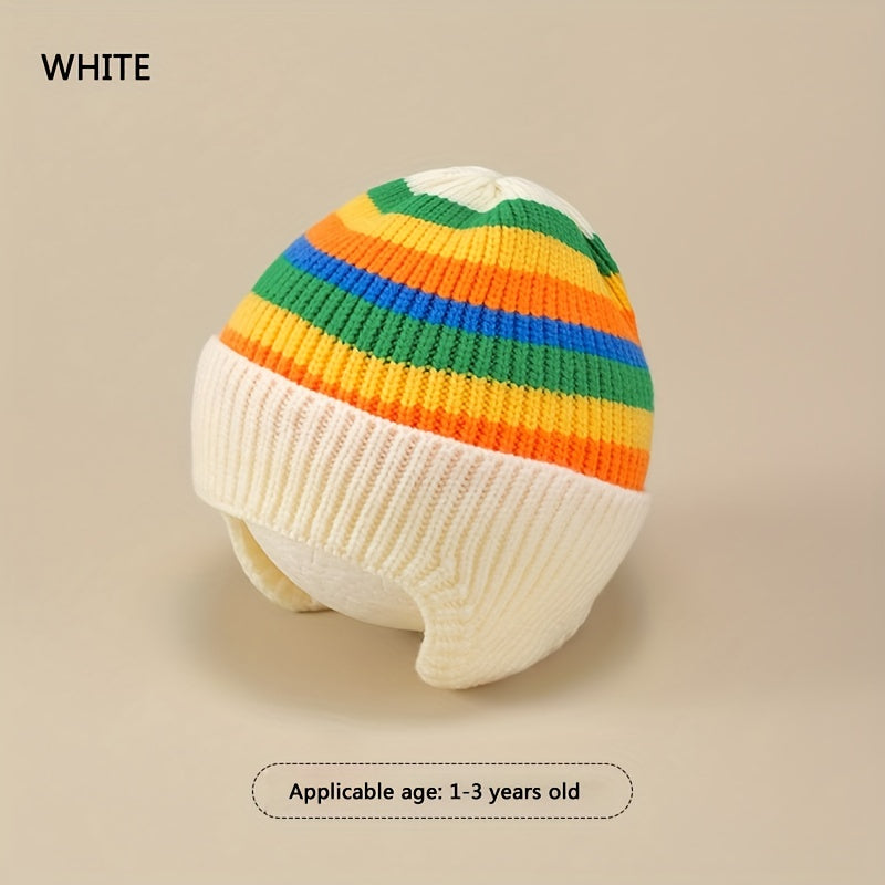 Autumn Winter Rainbow Jacquard Knitted Hat for 1-3 Years Old