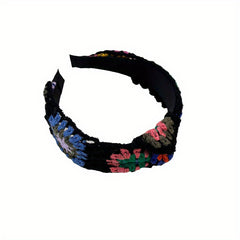 Crochet Wool Headband Flower Pattern Hair Accessories For Women