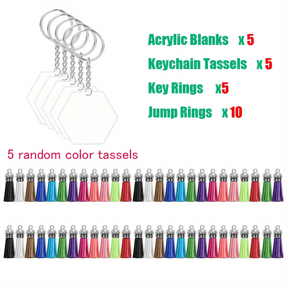 25Pcs Sublimation Acrylic Blanks Keychains DIY Crafts Decoration