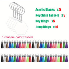 25Pcs Sublimation Acrylic Blanks Keychains DIY Crafts Decoration
