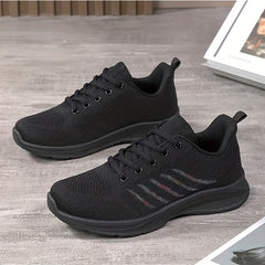 Women's Casual Knit Sneakers Low Top Lace Up Shoes