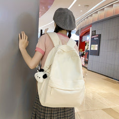 Solid Nylon Backpack for High School Students - Casual Travel Bag