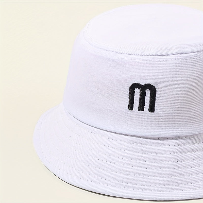 M Embroidery Casual Bucket Hat Fisherman Cap Basin Hats Outdoor Sunscreen
