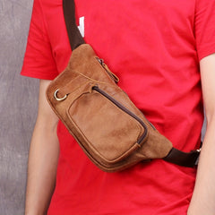 Men's Leather Waist Bag Outdoor Mobile Phone Chest Bag