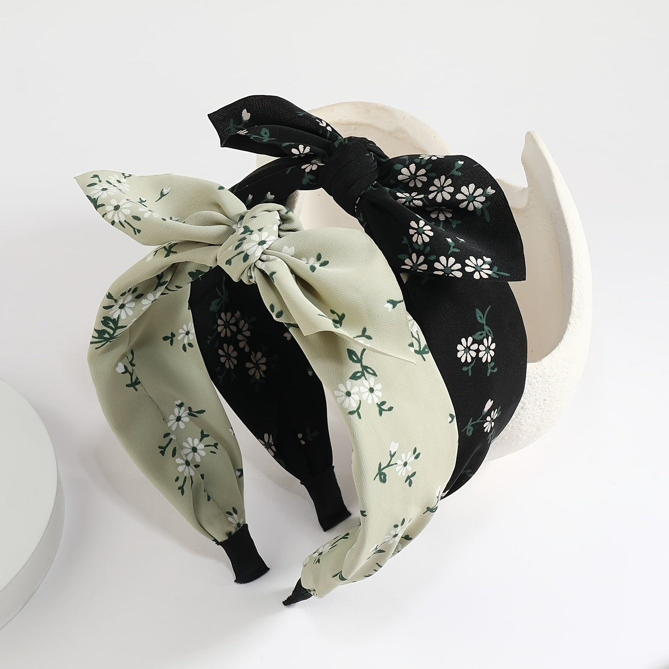 Fabric Floral Print Wide Bowknot Hairband Boho Retro Headband Hair Accessories