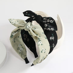 Fabric Floral Print Wide Bowknot Hairband Boho Retro Headband Hair Accessories