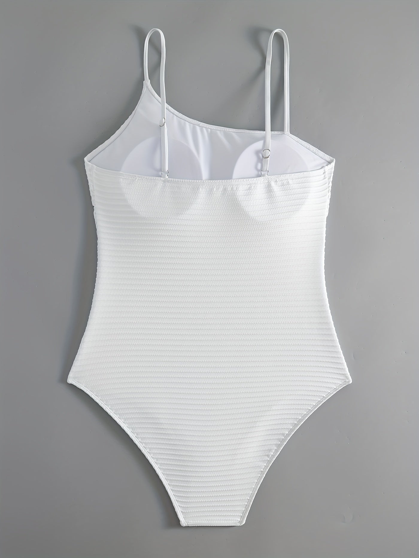  Solid Ribbed High Neck One Piece Swimsuit