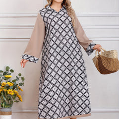  Colorblock Argyle Print Maxi Dress