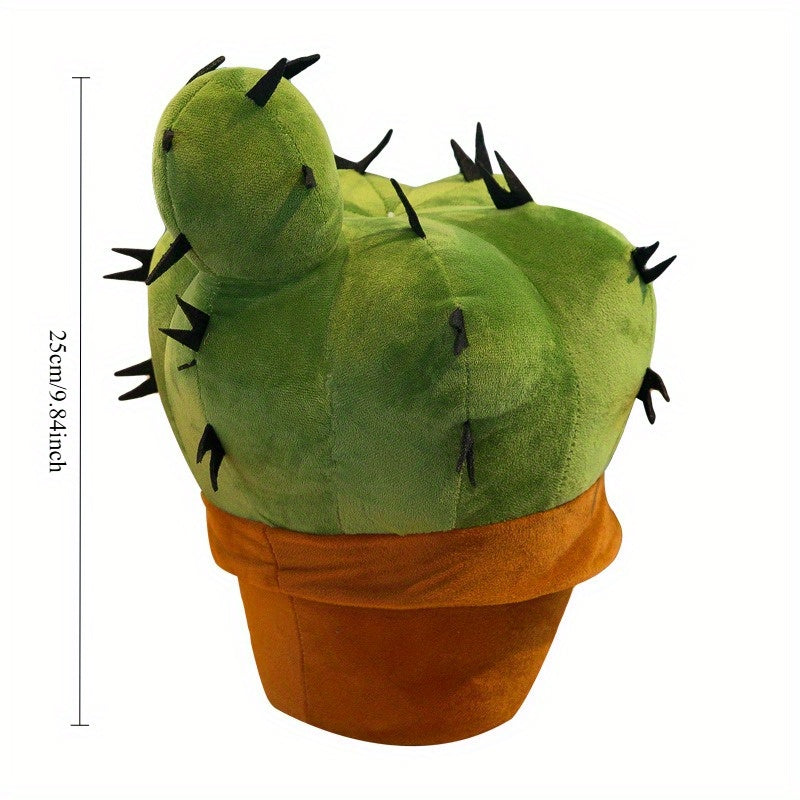 Soft Plush Cactus Doll in Green & Orange Pot Decor