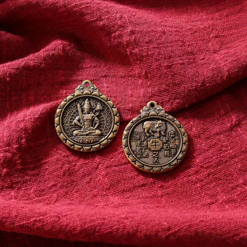 1pc Brass 12 Zodiac Buddha Charms DIY Earrings Bracelets