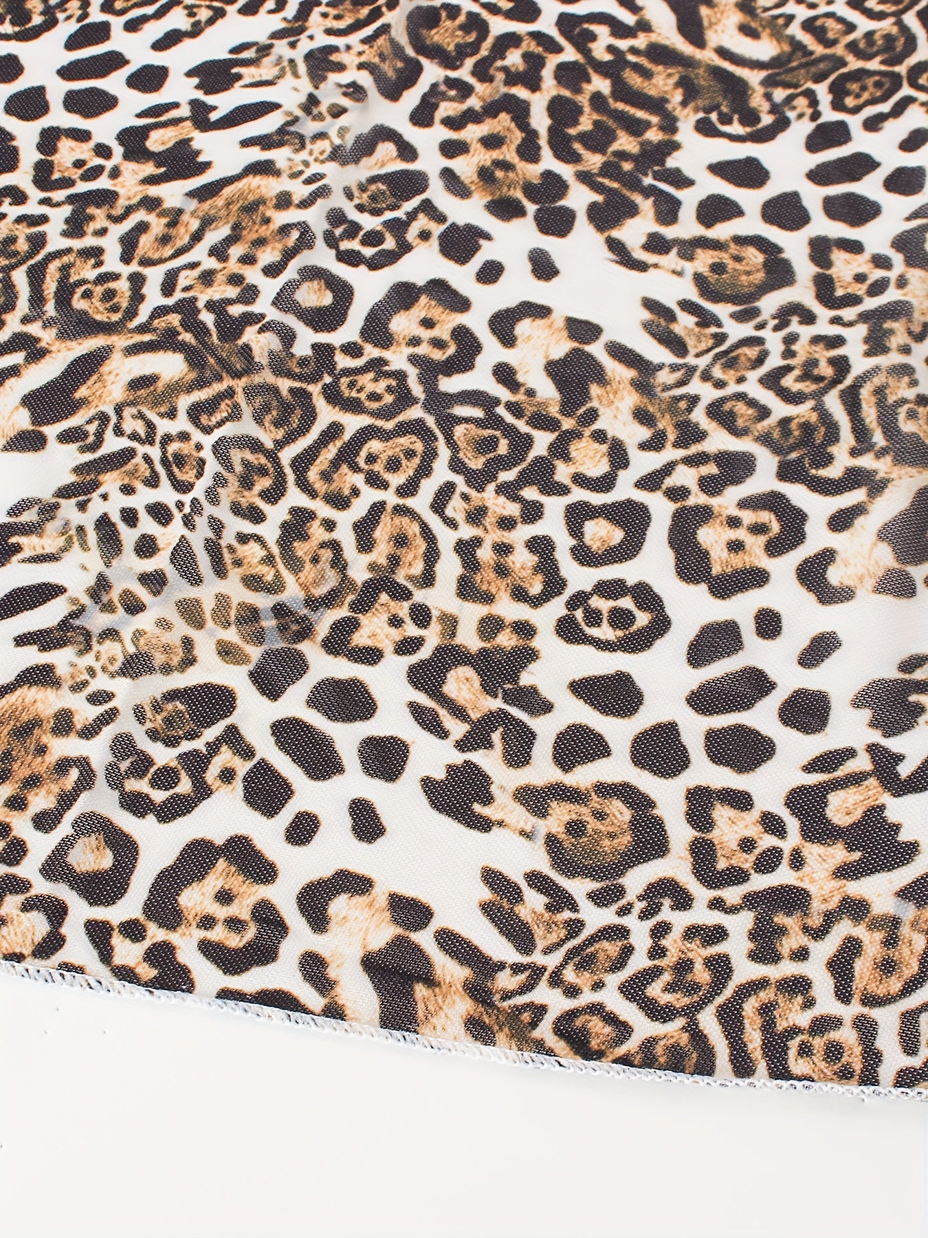  Leopard Print Wrap Mesh Beach Cover Up Skirt