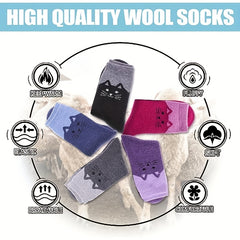 5 pairs Outdoor Cat Pattern Soft Thick Casual Cotton Warm Socks