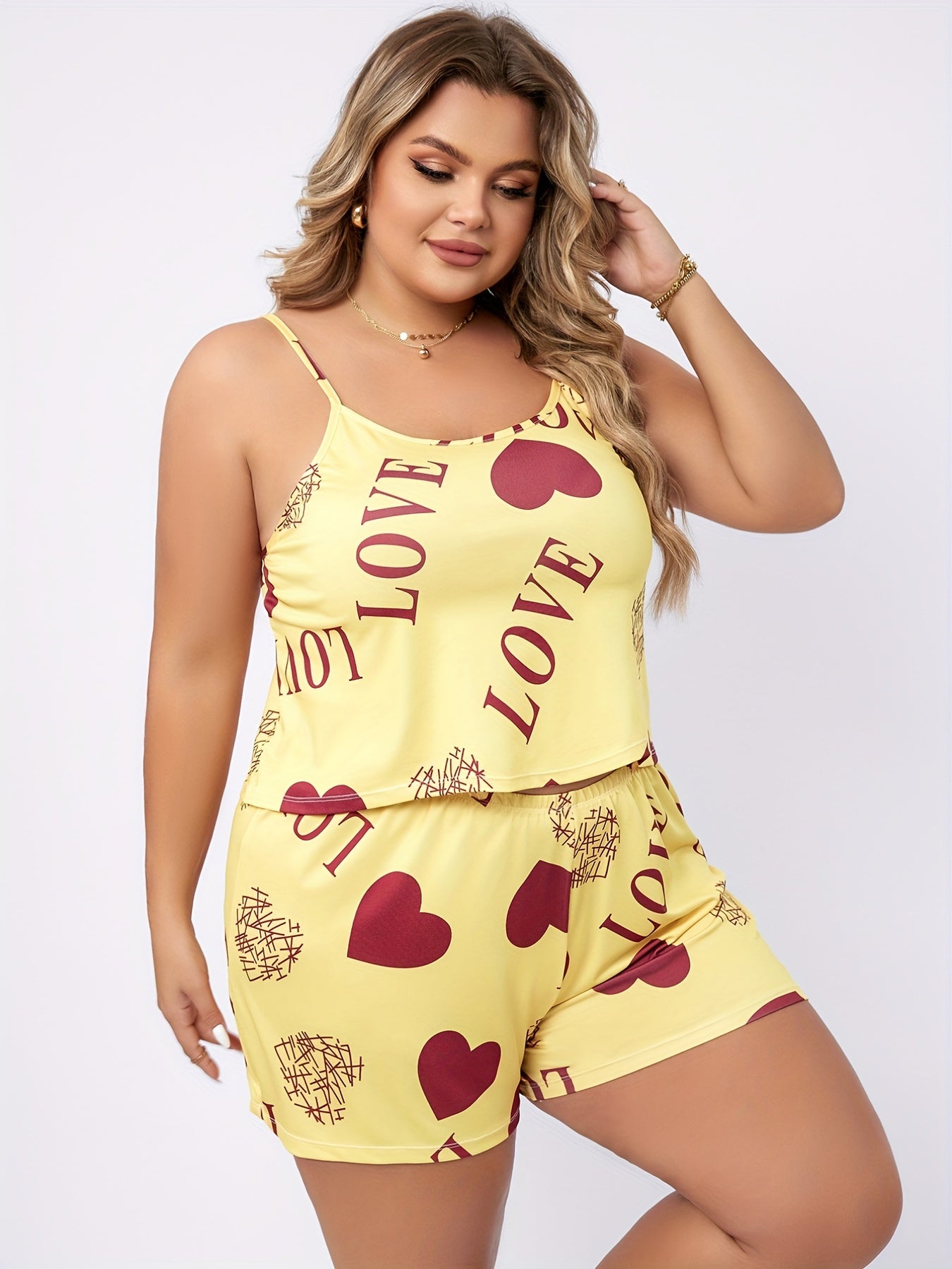  Heart Print Pajama Set