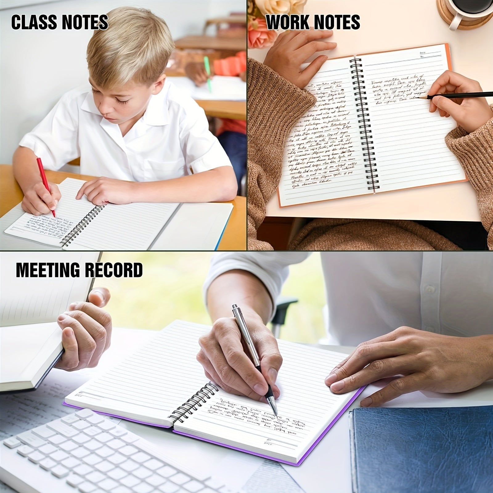 6pcs Subject Spiral Notebook College Ruled 80 Sheets Writing Journal