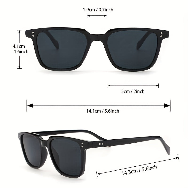 Square Frame Sunglasses For Women Men Minimalist Rivet Decor Glasses