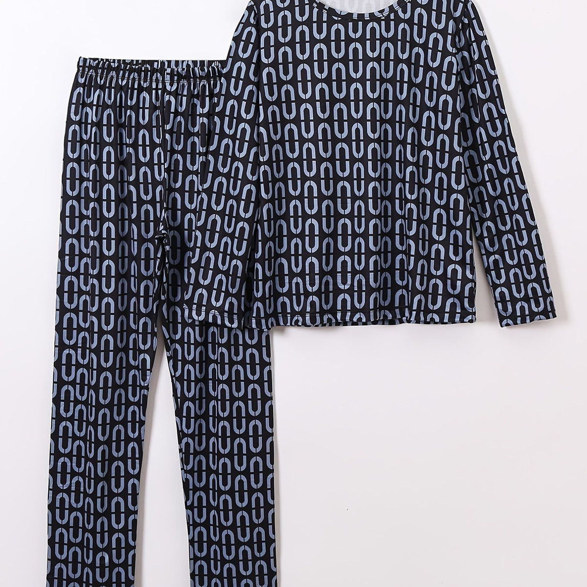 Boys Pajamas Set Geometry Print Top & Pants Kids Clothes