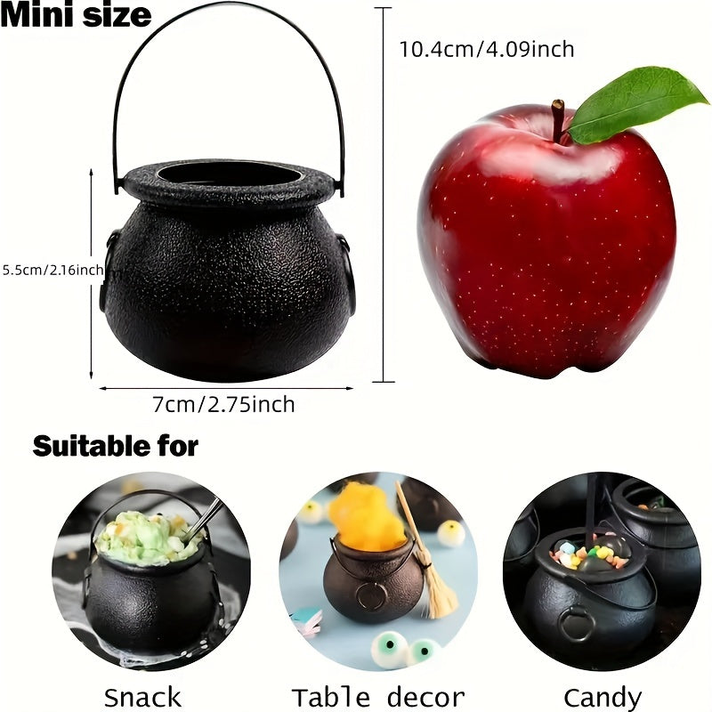 12pcs Mini Witch Cauldron Halloween Candy Buckets for Party Favors