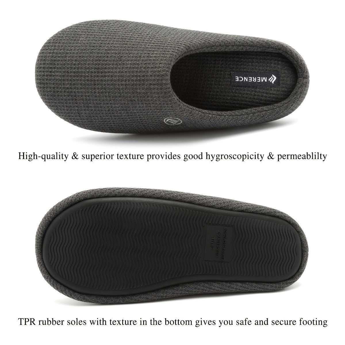 Memory Foam Cotton Lining House Shoes Closed Toe Non Slip Slippers