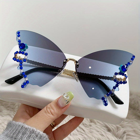 Rhinestone Decorative Butterfly Sunglasses for Women