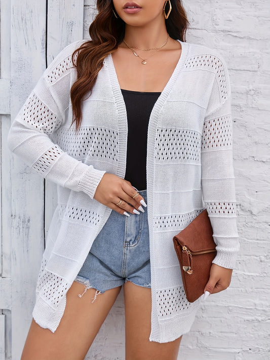  Eyelet Embroidered Lantern Sleeve Cardigan