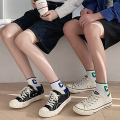 Letter Print Cotton Socks Mixed Pattern Short Socks Women's Stockings