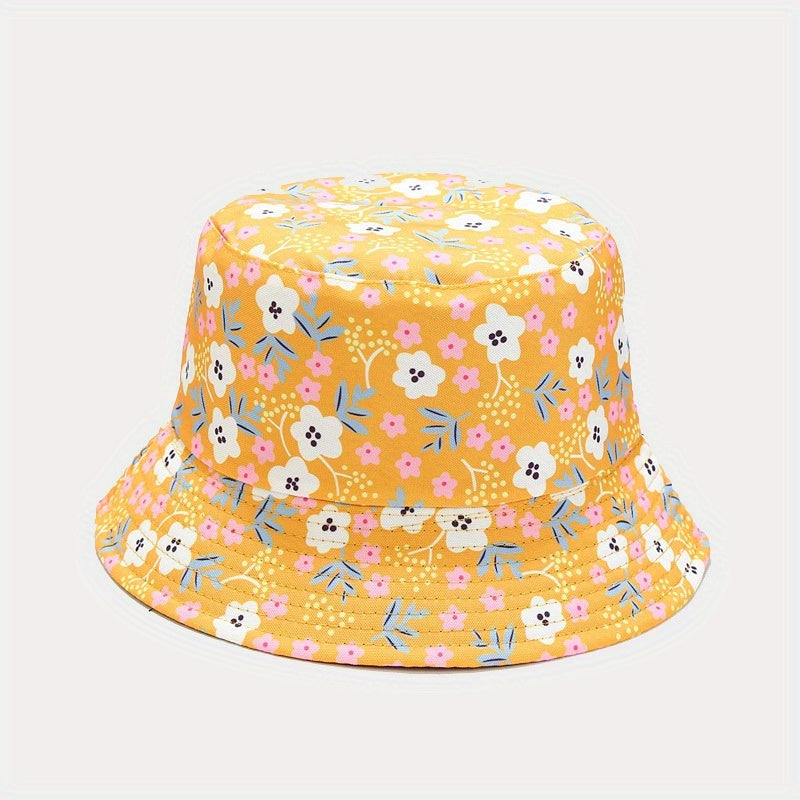 Floral Print Reversible Bucket Hat Lightweight Fisherman Cap