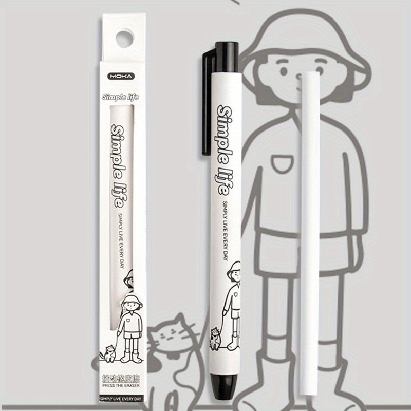 Cartoon Pen Shape Eraser, Retractable & Soft
