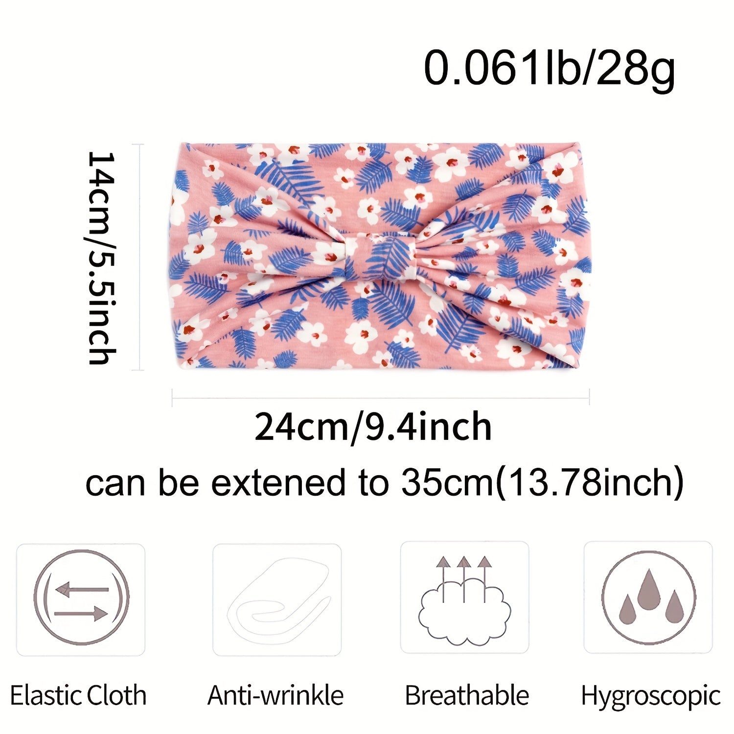 Floral Print Criss Cross Headband Wide Elastic Head Hoop Sweatband