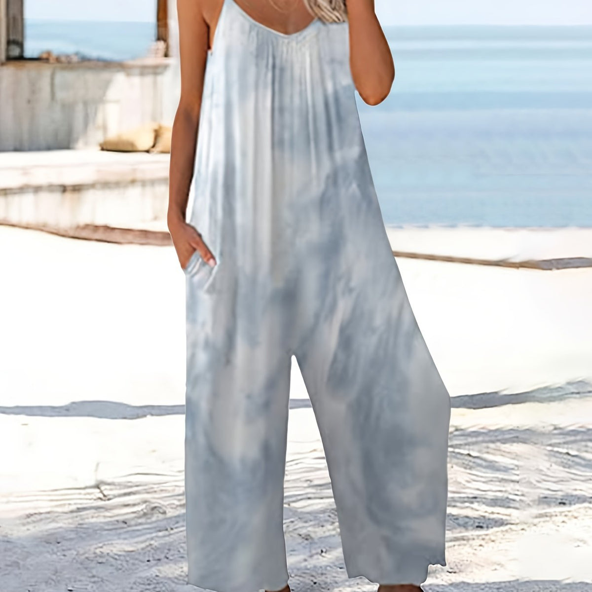 Boho Tie Dye Spaghetti Jumpsuit Streetwear Women's Clothing