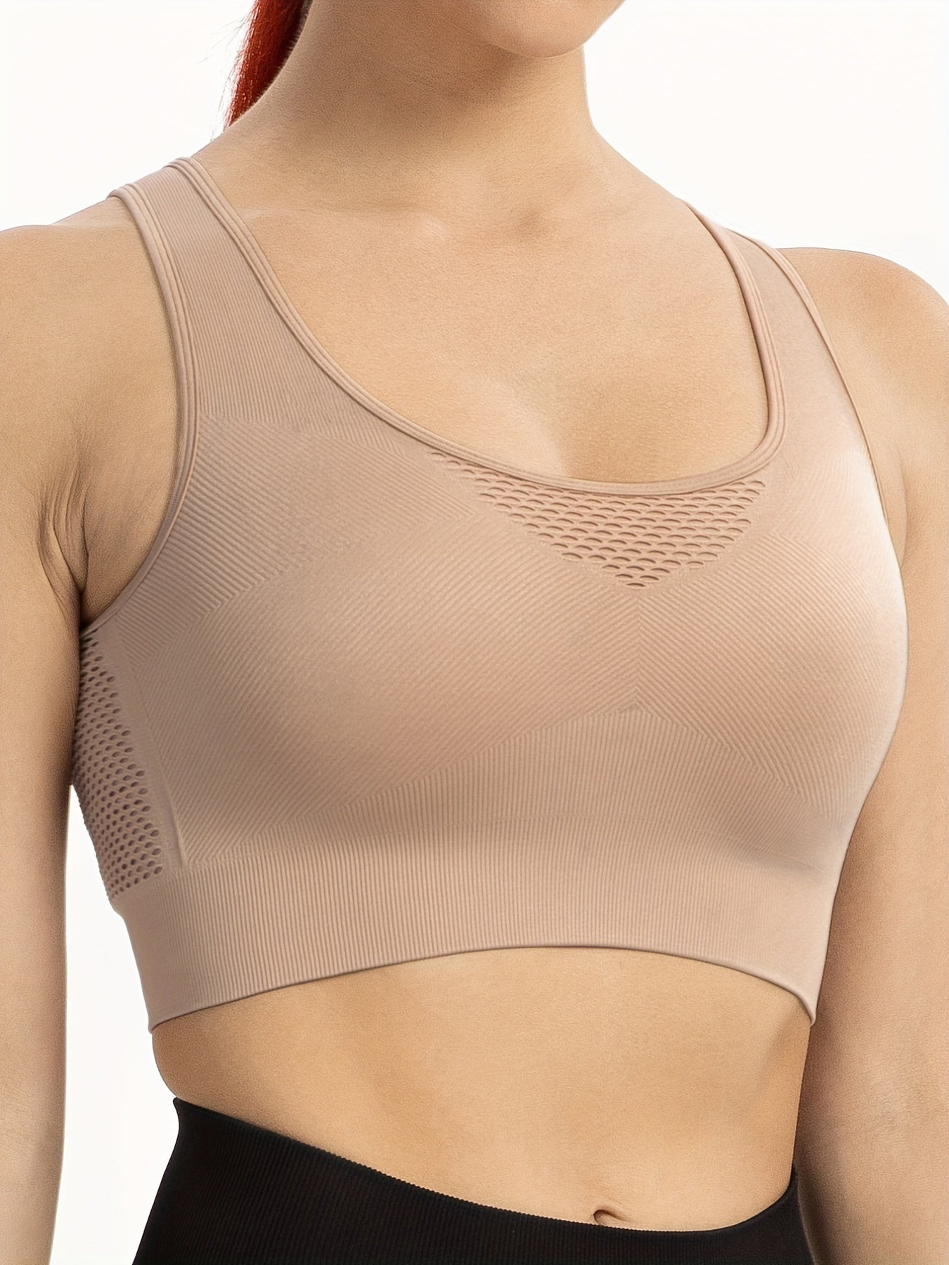 Solid Cut Out Sports Bra High Impact Workout Bra