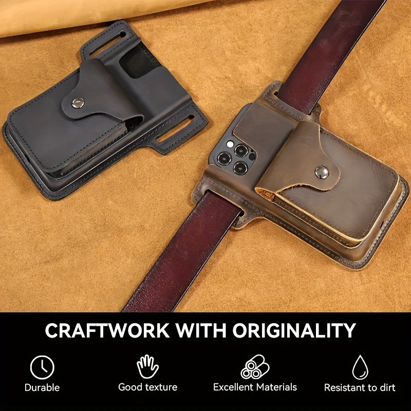 Men's Leather Belt Bag Dark Brown Vintage Retro Waist Bag
