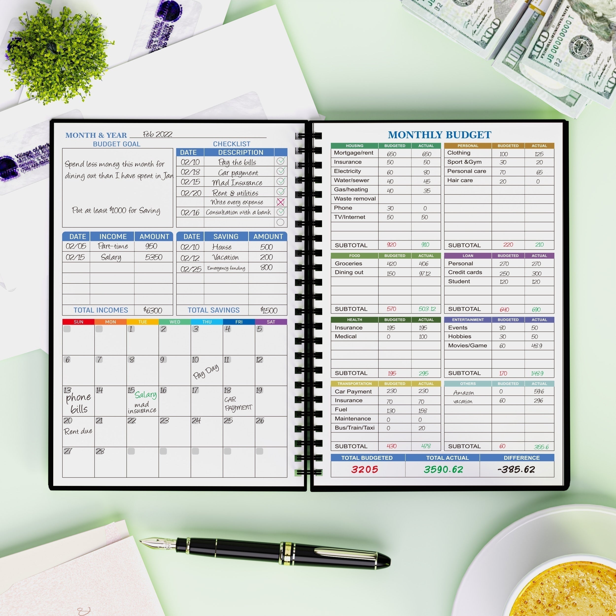 1pc Budget Planner Manage Money Effectively Undated Monthly Finance Organizer