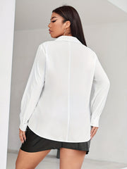  Colorblock Bow Knot Button Up Blouse