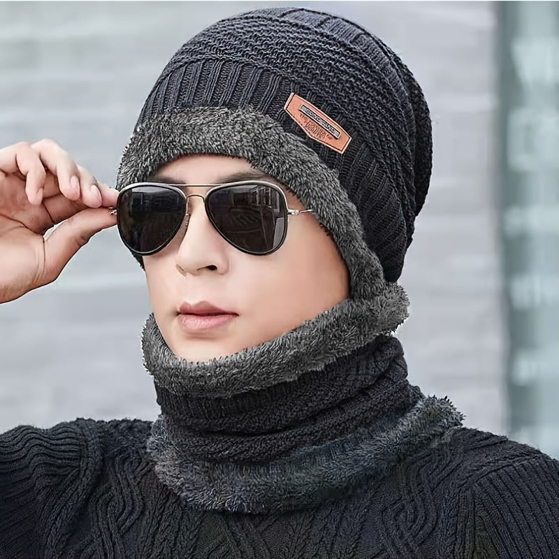 Men's Winter Woolen Hat, Thickened & Warm, Knitted Cap for Outdoor Activities