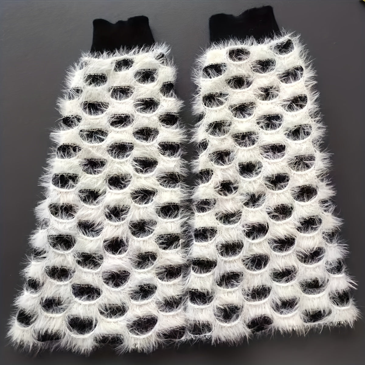 Fuzzy Leg Warmers Double Layer Knee High Socks Women's Stockings