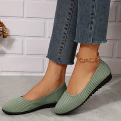 Women's Striped Pattern Flat Shoes Casual Slip On Lightweight Dress Shoes