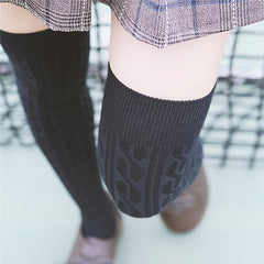 Soft Twisted Thigh High Socks Breathable Cotton Over The Knee Socks