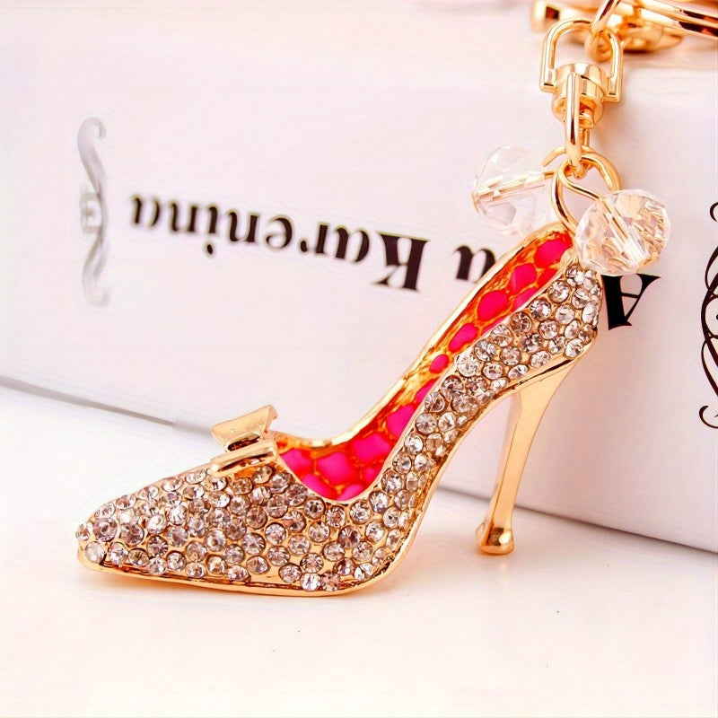 Crystal Diamond Jewelry Key Chain High Heel Shoes Pendant
